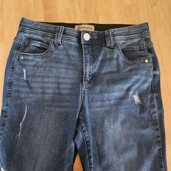 Democracy "Ab" Tech Raw Hem Crop Slim Straight Jeans Sz 12 - Picture 6 of 9